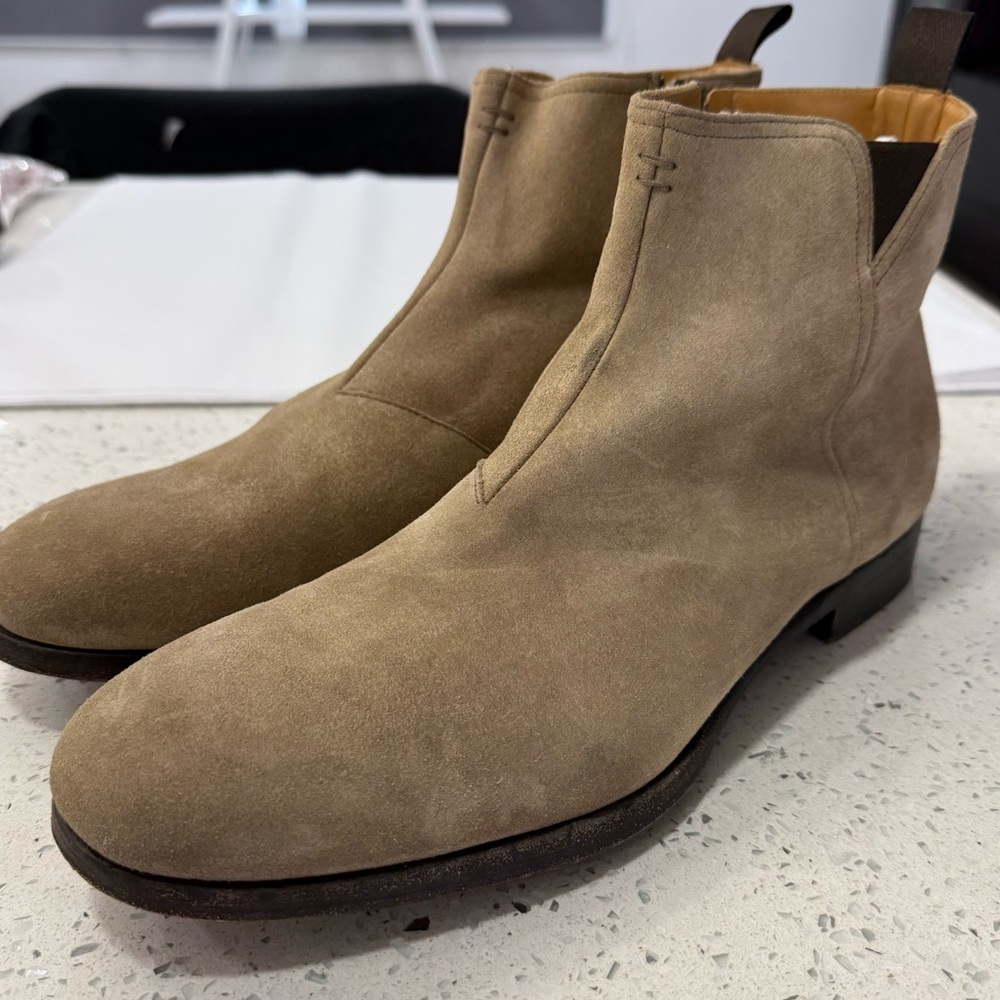 Barneys New York Taupe Men’s Suede Ankle Boots